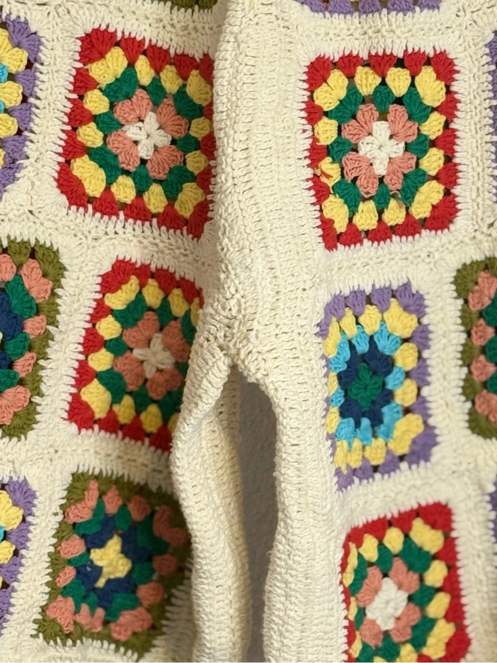 Free People x Flook Crocheted Granny Square Long Shorts Artisan Made Bali